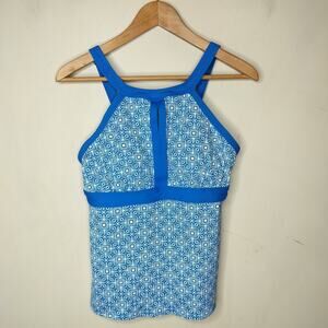 Lands End Tankini Swim Top Floral Tank Soft Cup